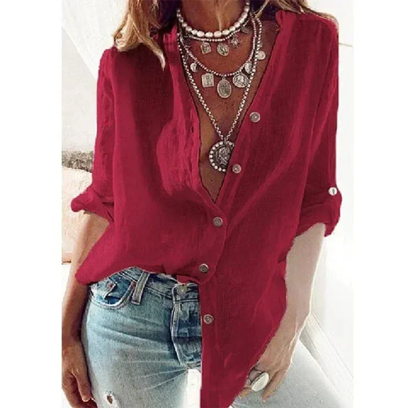 Wandering Woman Lightweight Cotton Linen Shirt – Casual Summer Style, Loose Fit, Multiple Colors