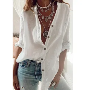 Wandering Woman Lightweight Cotton Linen Shirt – Casual Summer Style, Loose Fit, Multiple Colors
