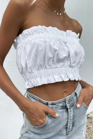 White Elasticated Crop Top
