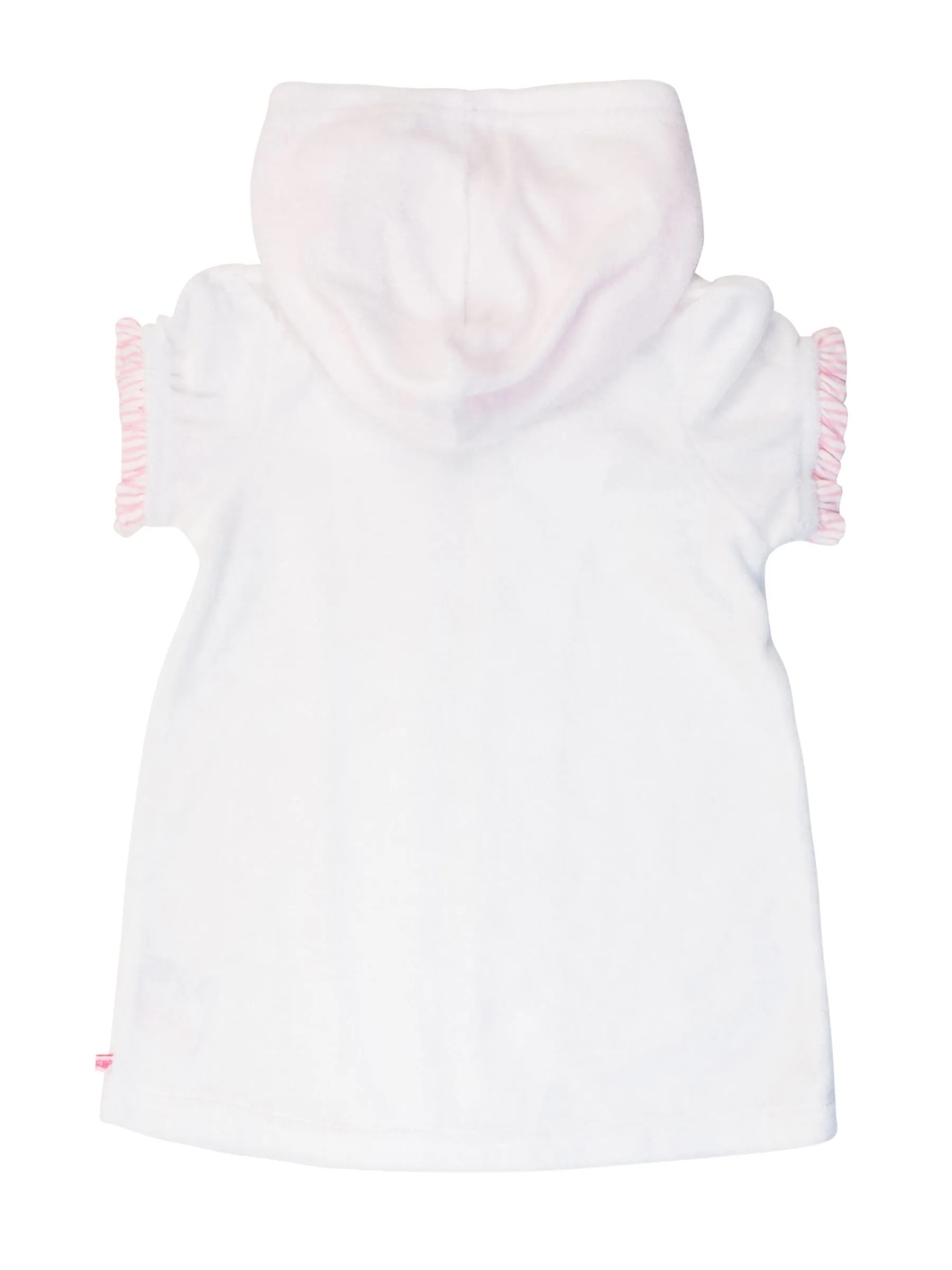White with Pink Seersucker Full-Zip Terry Coverup