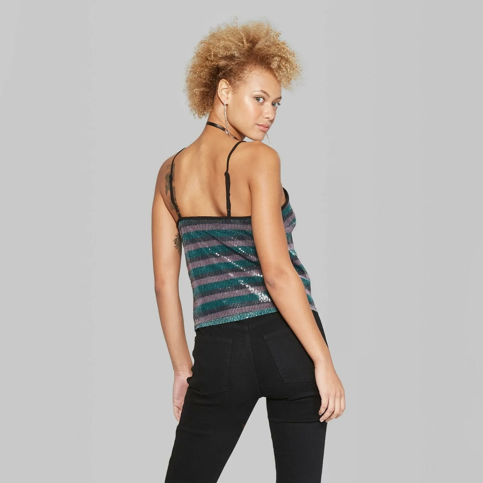 Wild Fable Women's Striped Sequin Camisole Cami Top Shirt