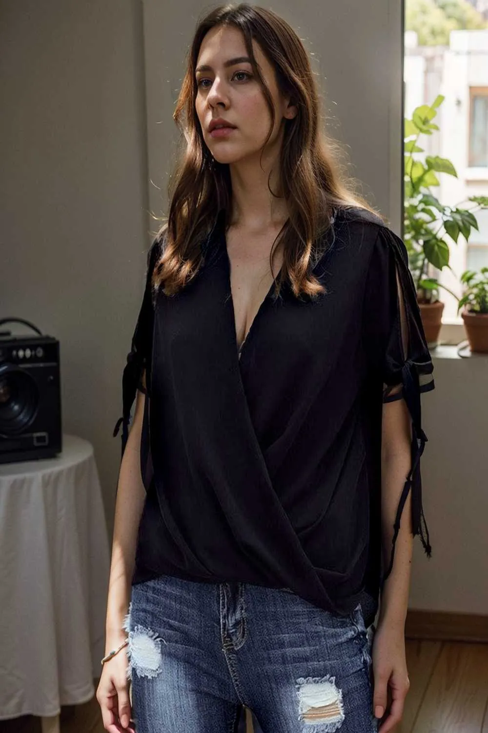 women s blouses loose solid belted long sleeve blouse