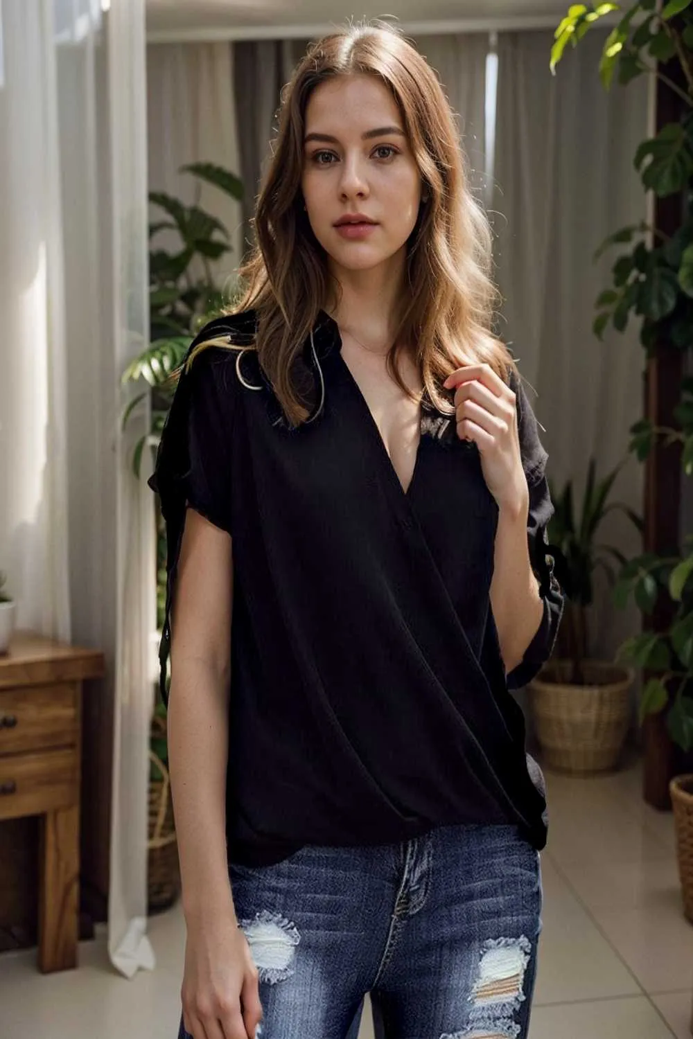 women s blouses loose solid belted long sleeve blouse