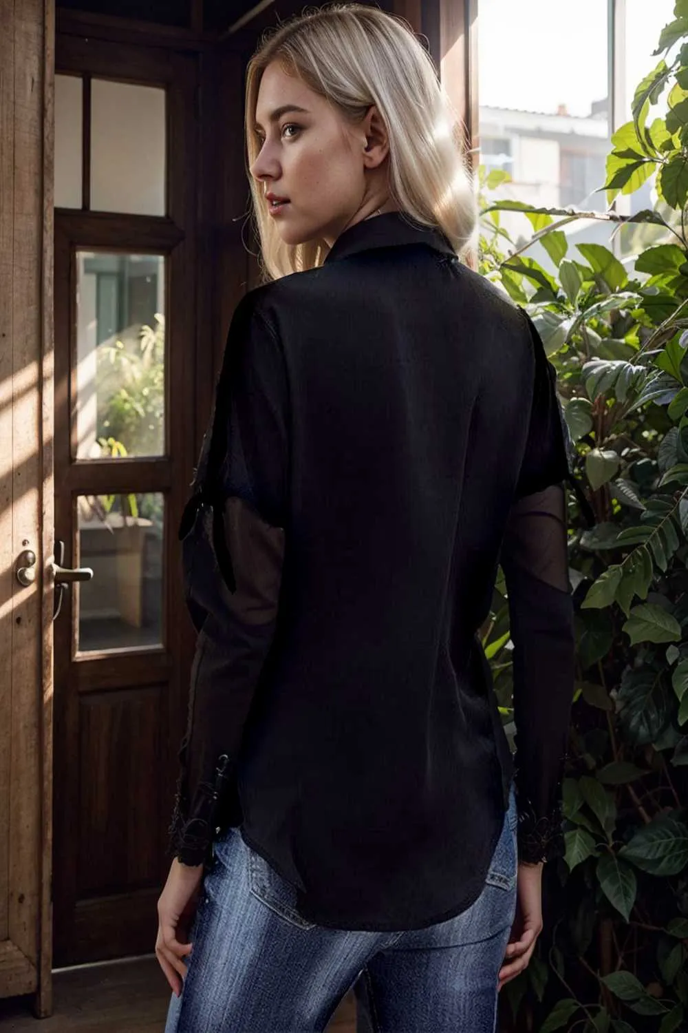 women s blouses loose solid belted long sleeve blouse
