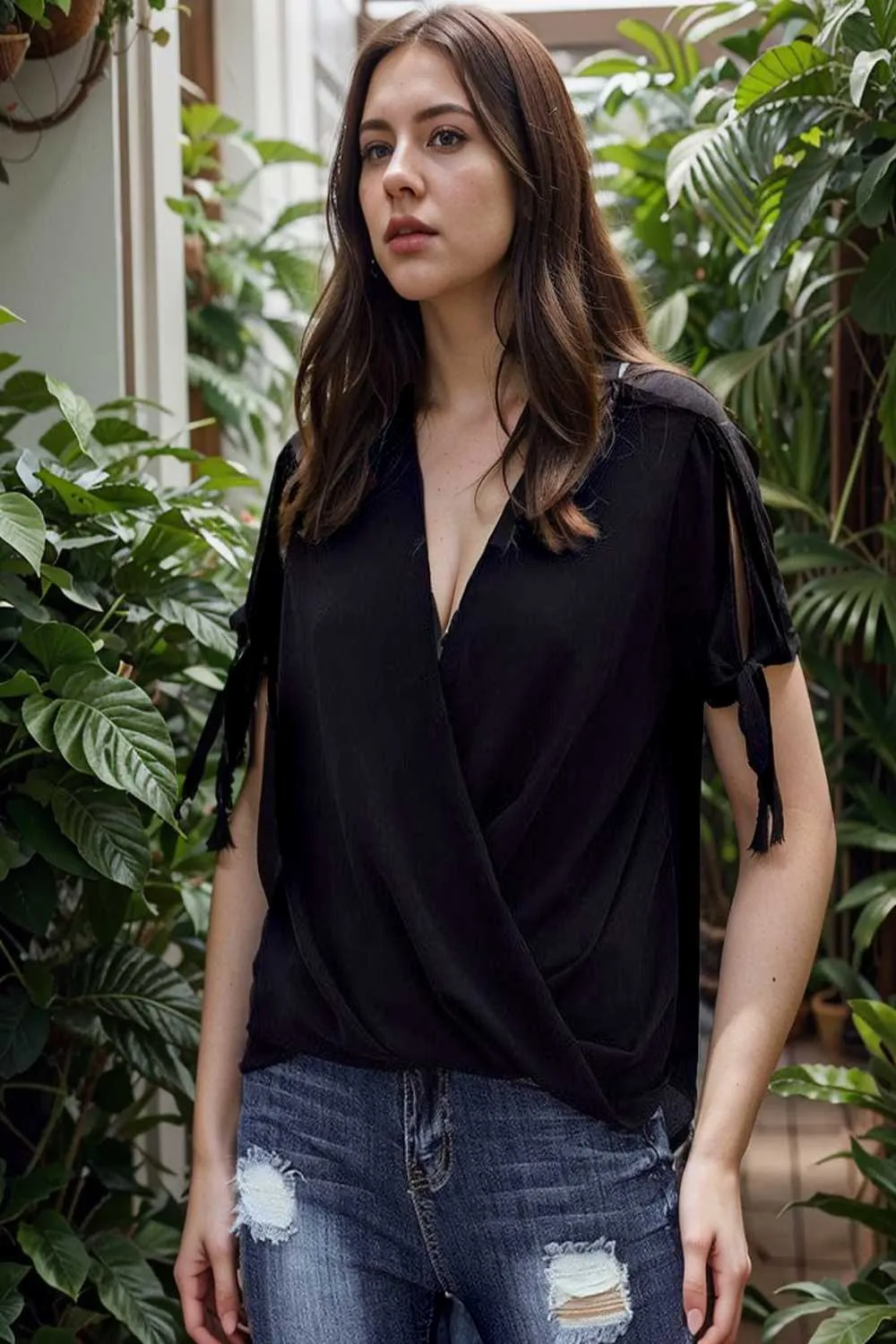 women s blouses loose solid belted long sleeve blouse