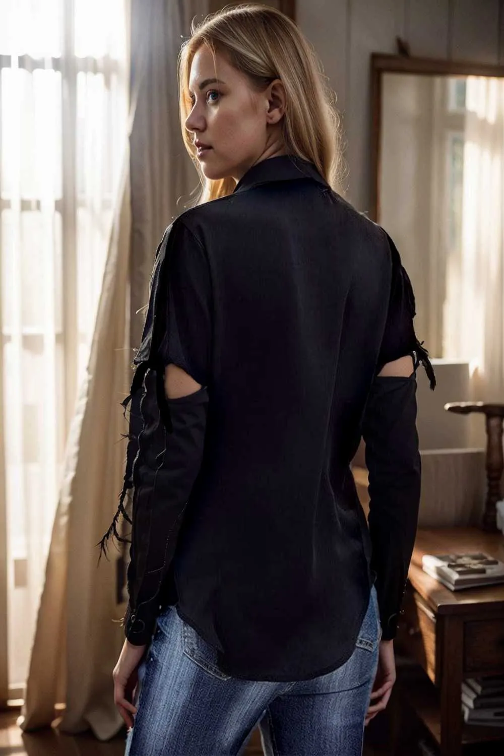 women s blouses loose solid belted long sleeve blouse