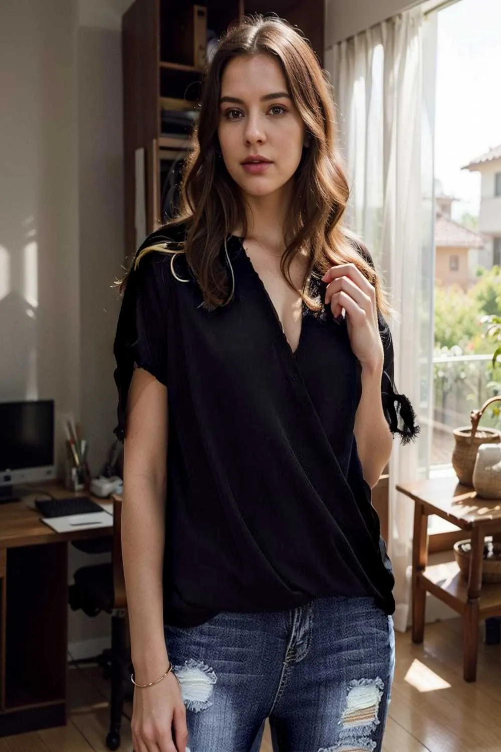 women s blouses loose solid belted long sleeve blouse