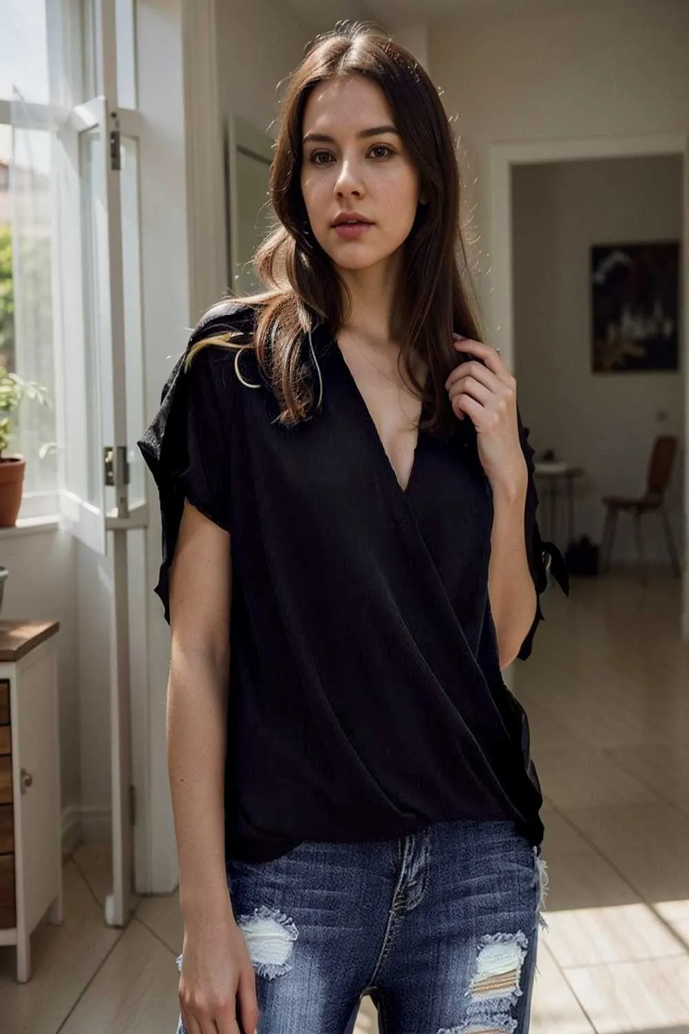 women s blouses loose solid belted long sleeve blouse