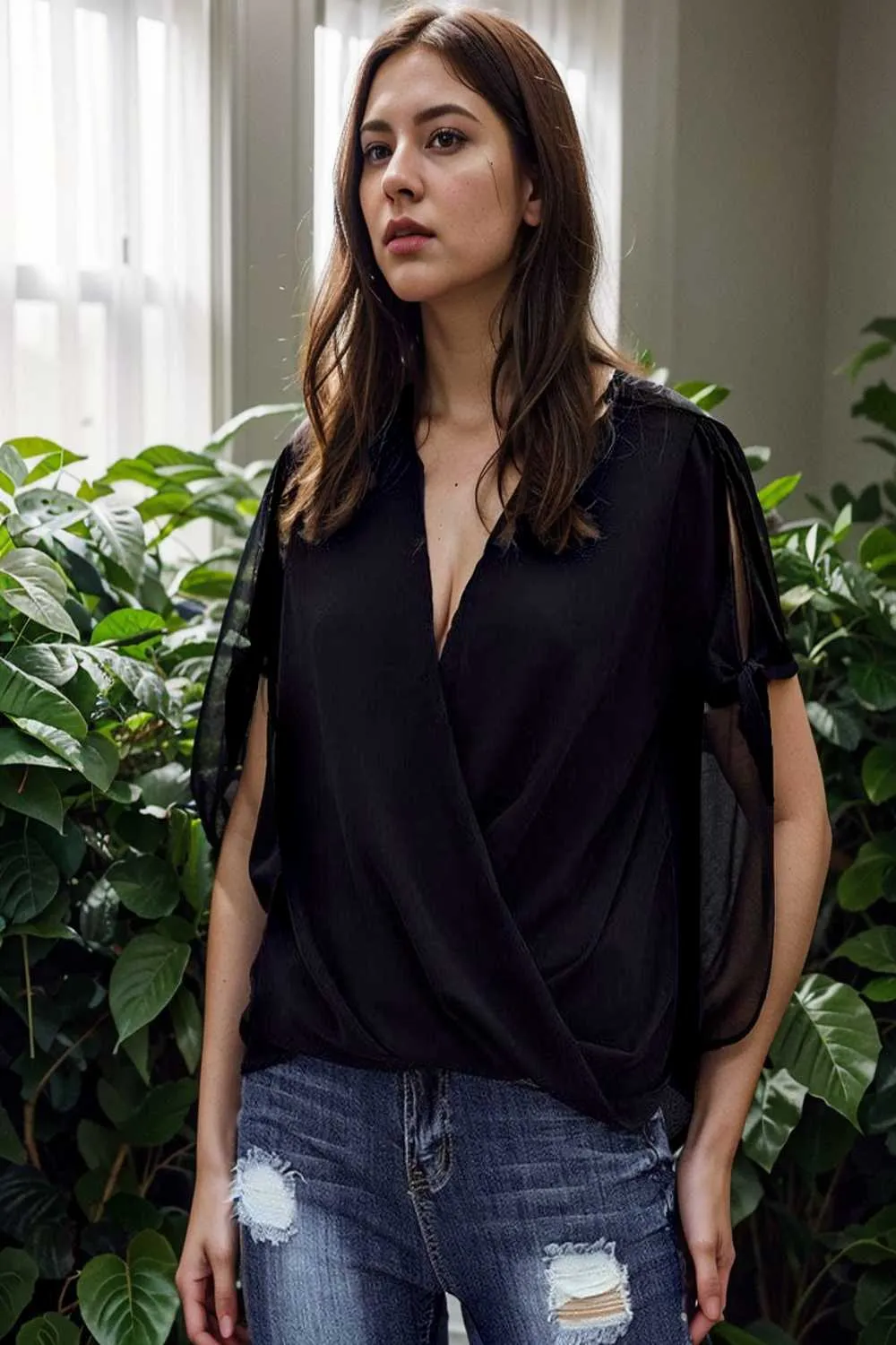 women s blouses loose solid belted long sleeve blouse