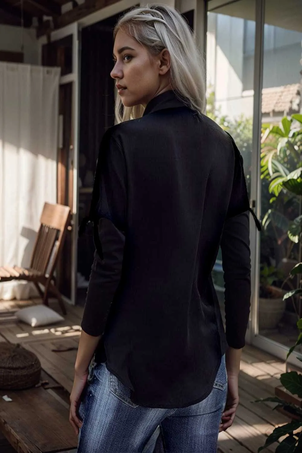women s blouses loose solid belted long sleeve blouse