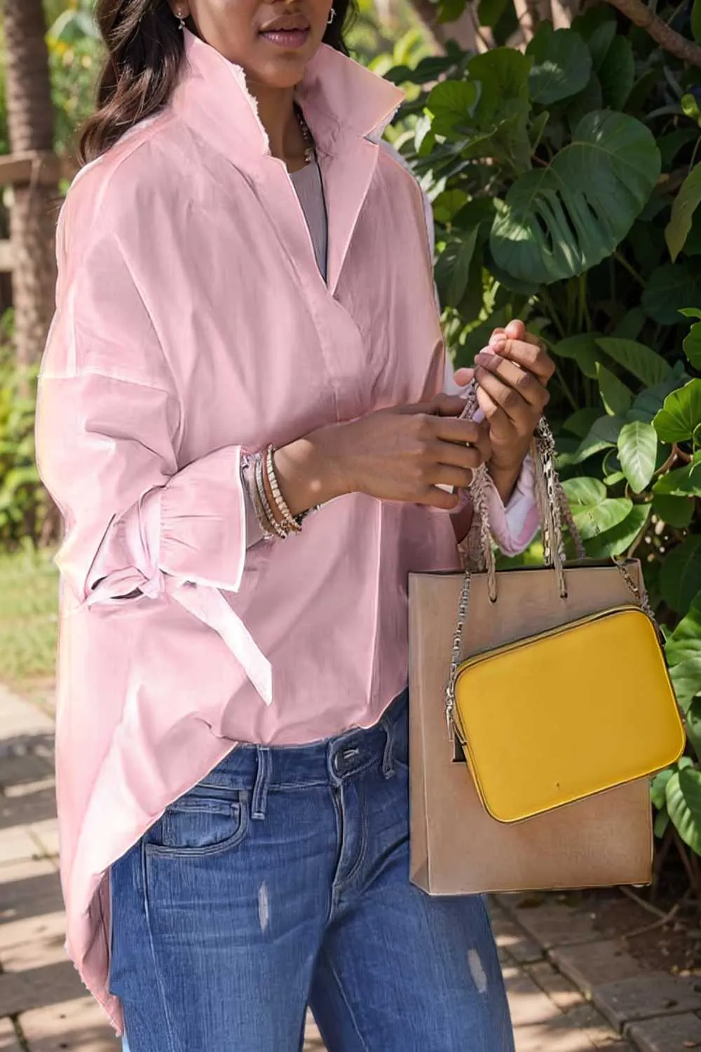 women s blouses loose solid belted long sleeve blouse