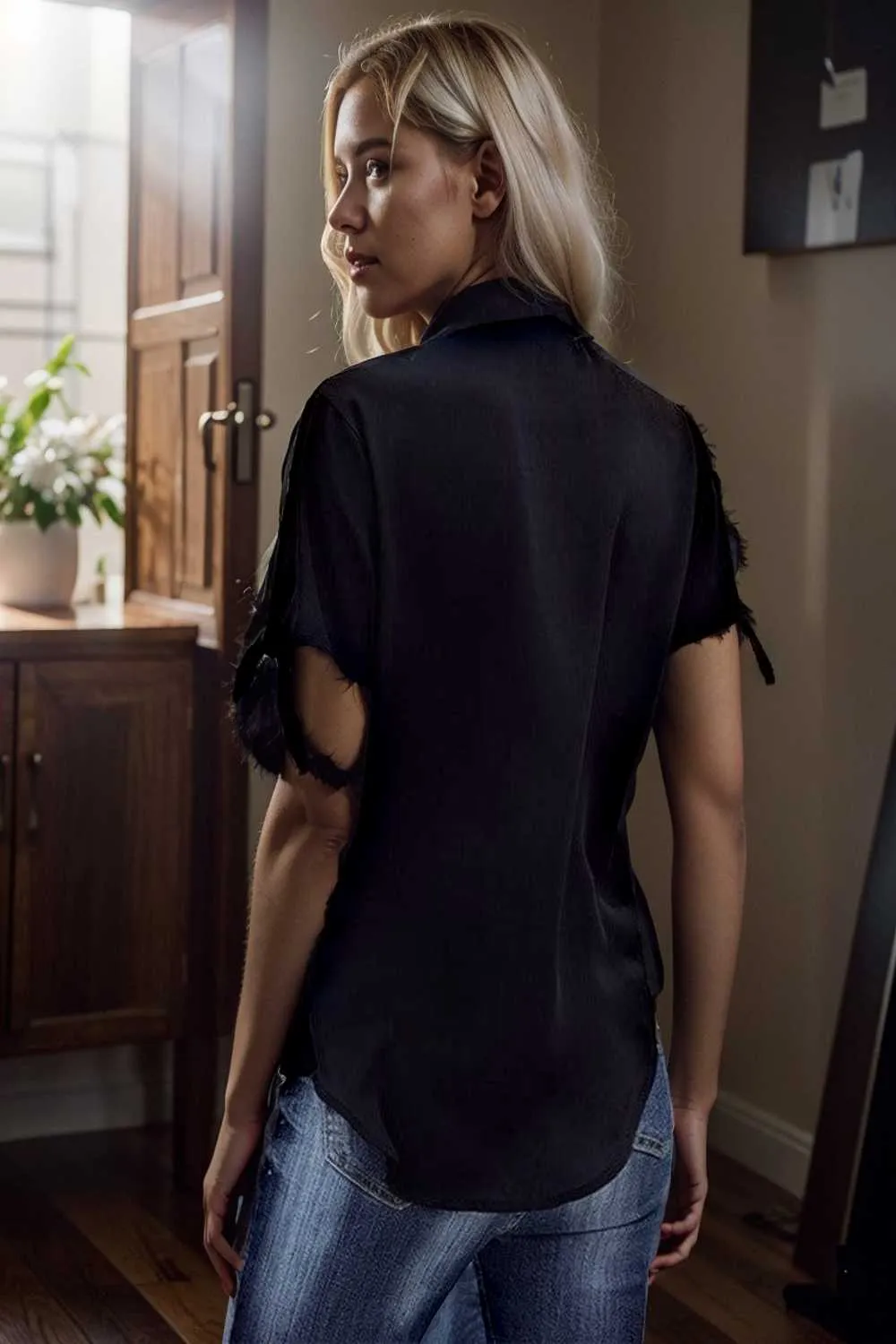 women s blouses loose solid belted long sleeve blouse