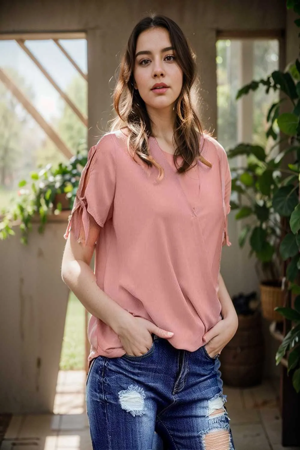 women s blouses loose solid belted long sleeve blouse