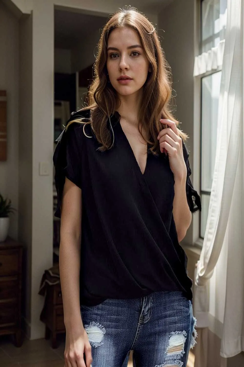 women s blouses loose solid belted long sleeve blouse