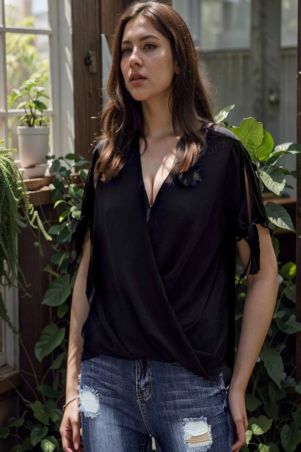 women s blouses loose solid belted long sleeve blouse