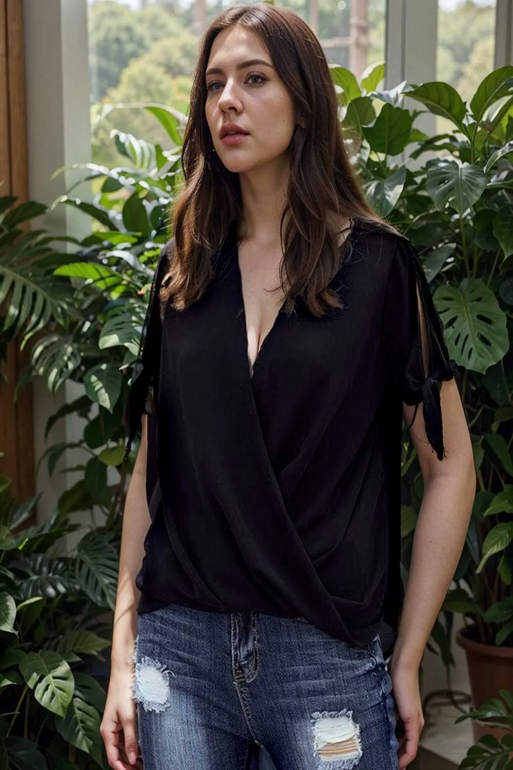 women s blouses loose solid belted long sleeve blouse