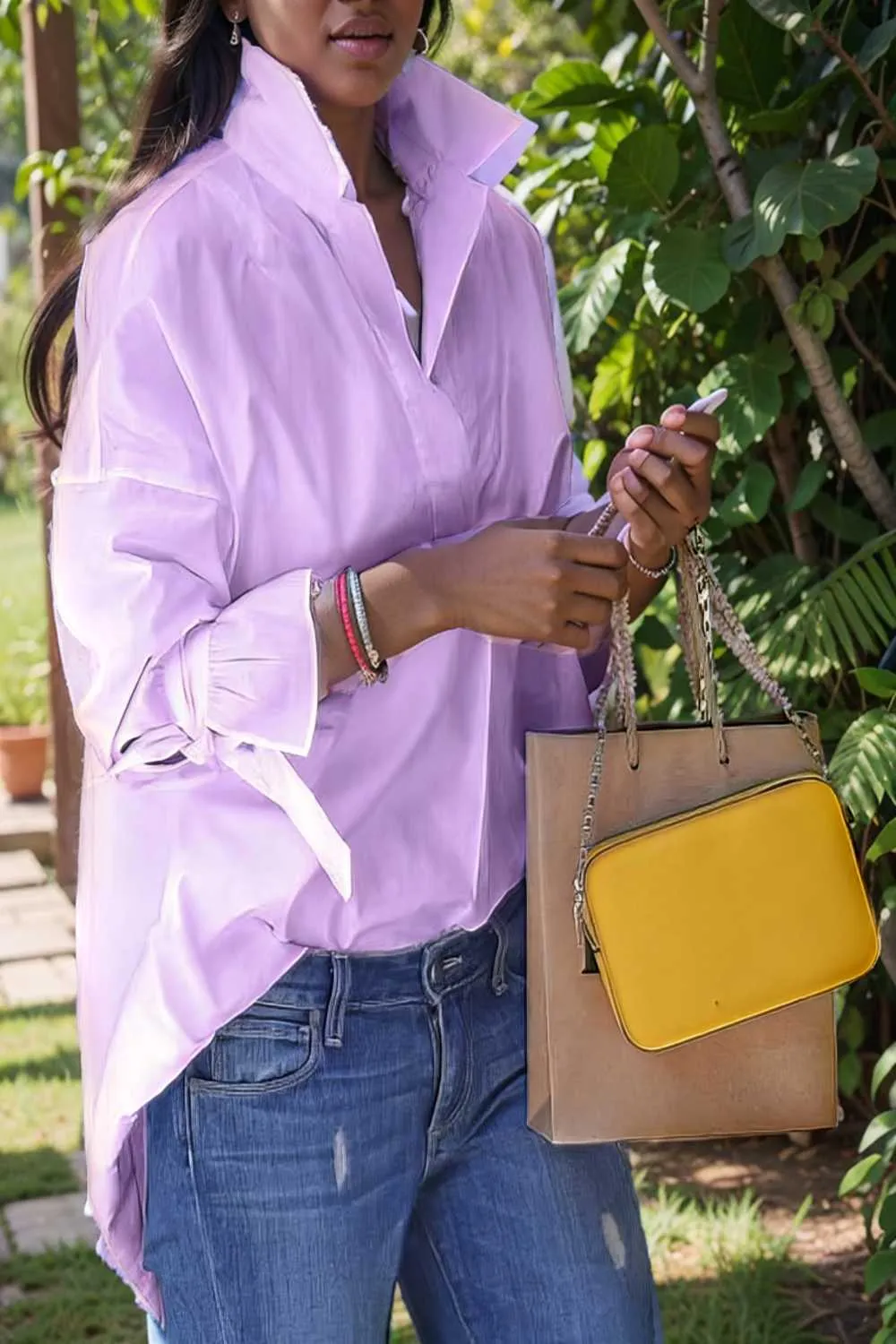 women s blouses loose solid belted long sleeve blouse