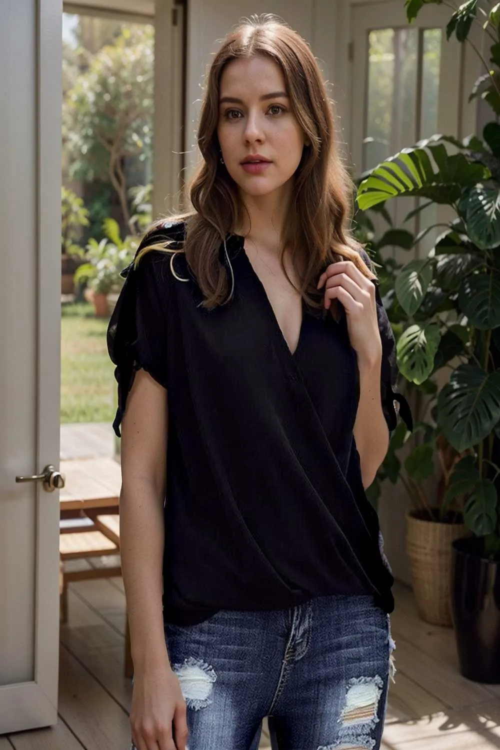women s blouses loose solid belted long sleeve blouse