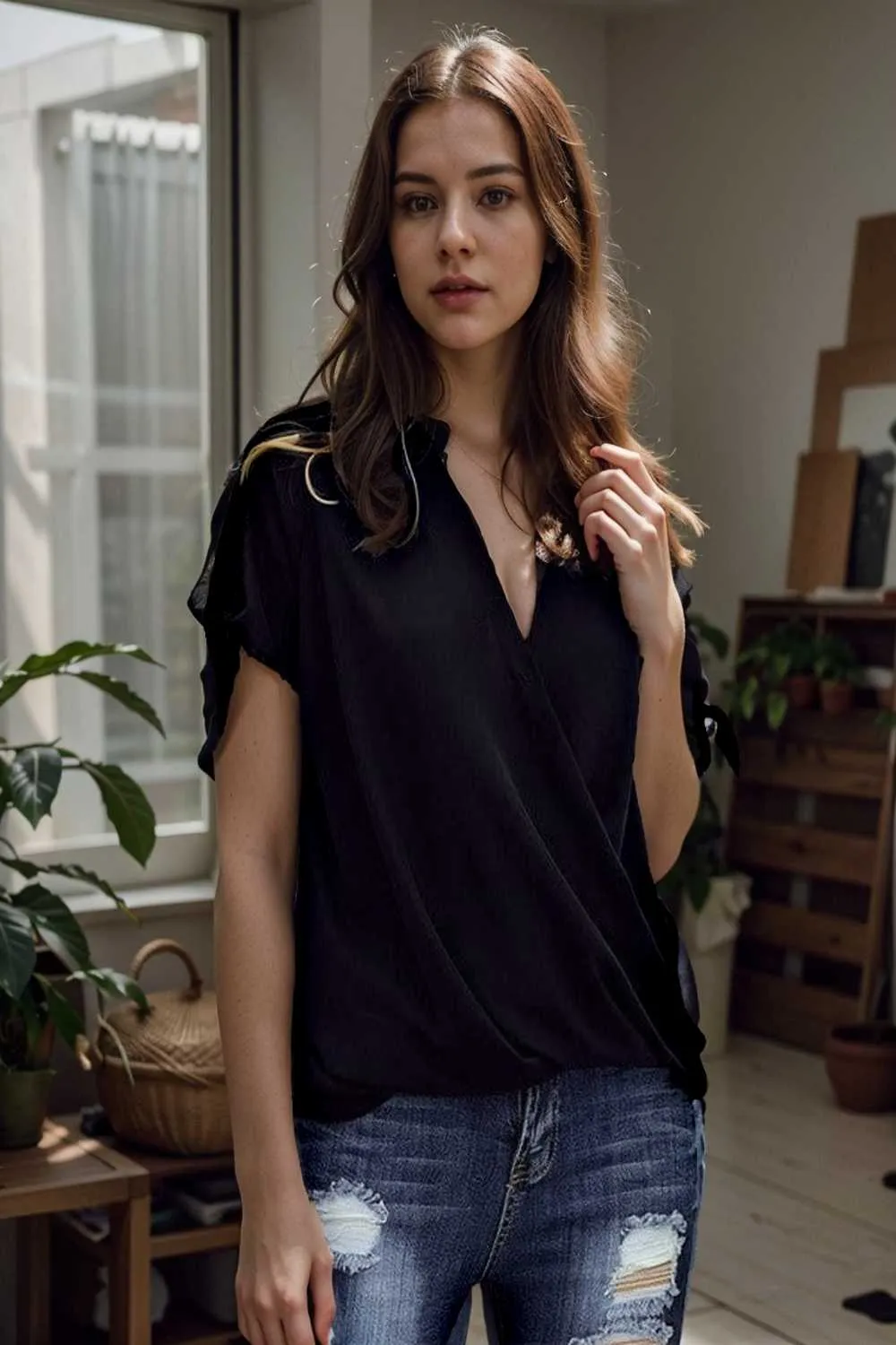 women s blouses loose solid belted long sleeve blouse