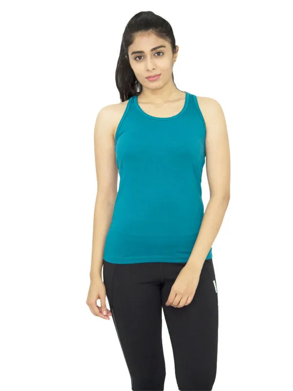 Women Sea Green Solid Tops & T-Shirts RACER Back STRETCH-SG