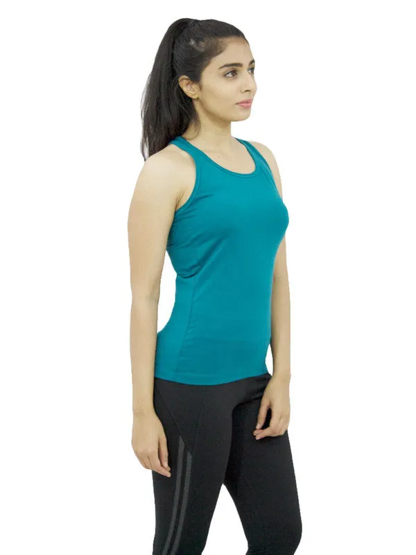 Women Sea Green Solid Tops & T-Shirts RACER Back STRETCH-SG