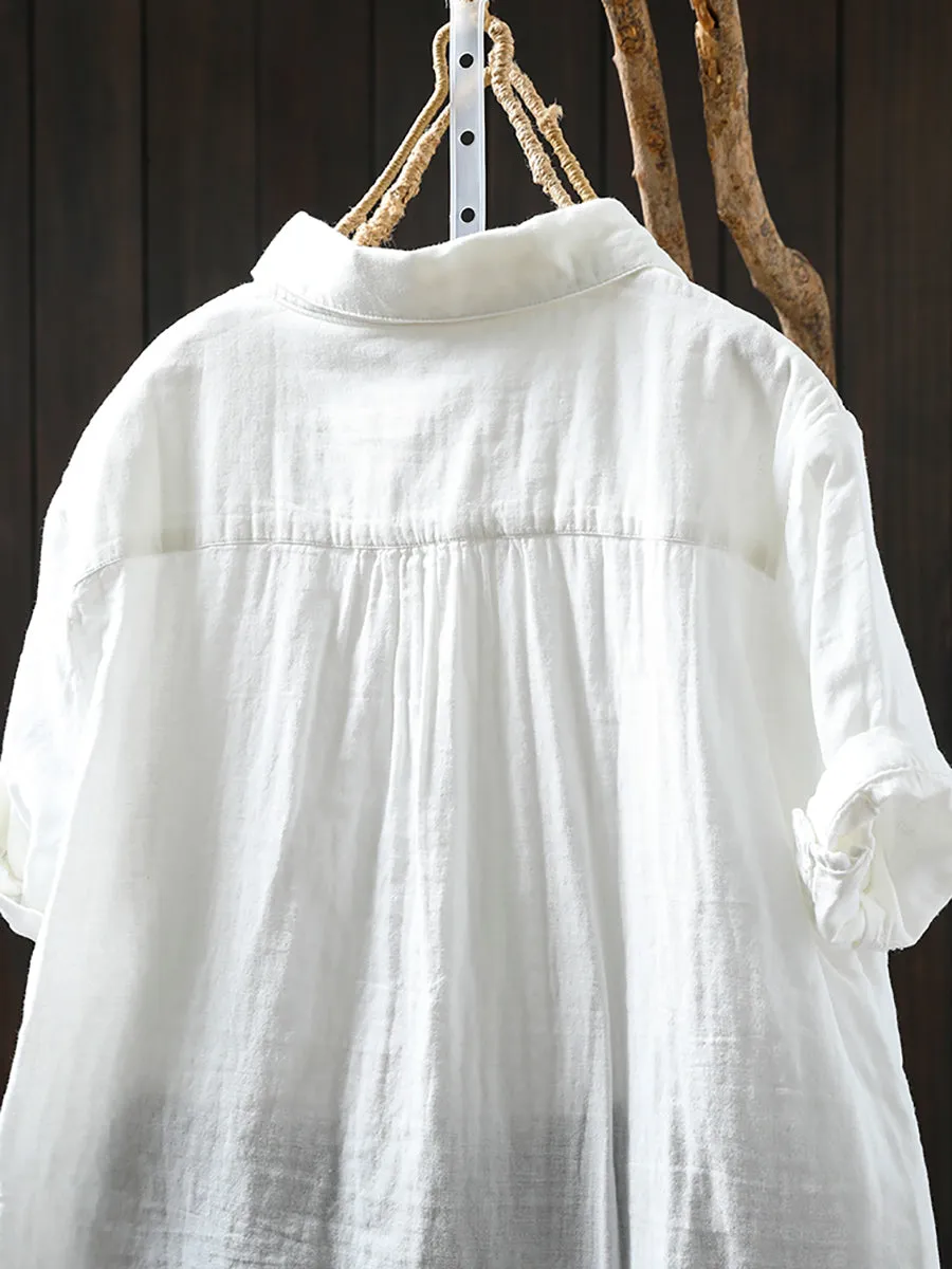 Women Summer Casual Print 100%Cotton Shirt