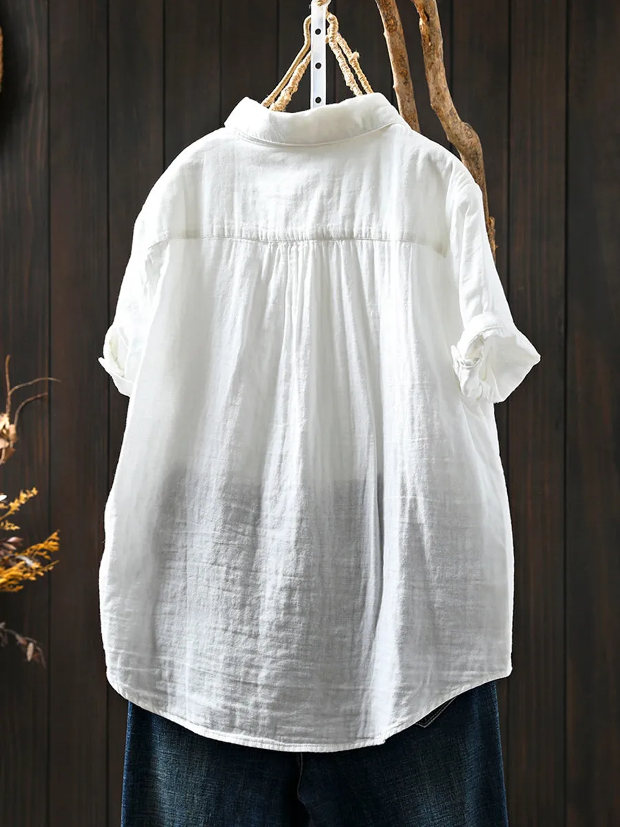 Women Summer Casual Print 100%Cotton Shirt