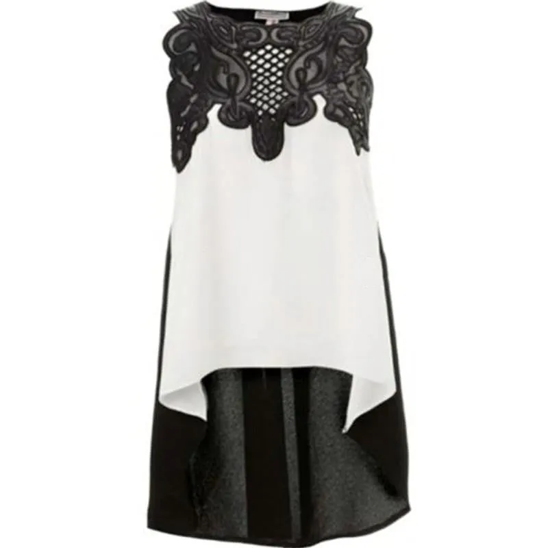 Women Tops Chiffon Sleeveless Blouses Irregular Office Lady Blouse Shirts Fashion Shirts