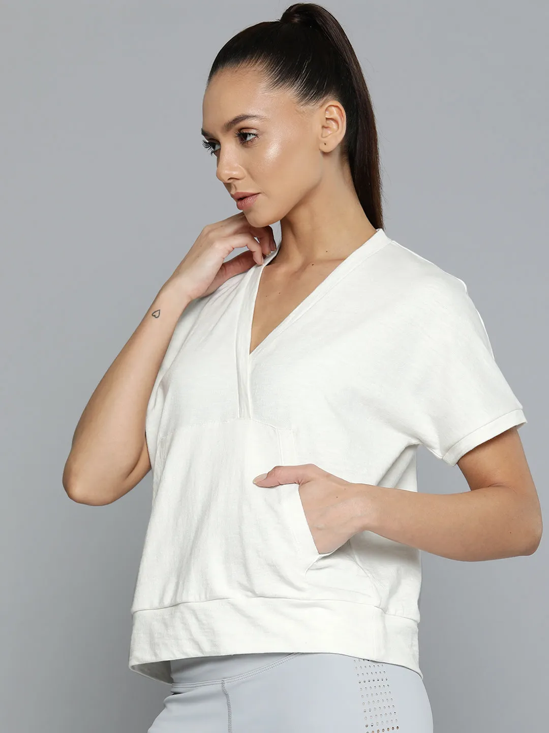 Women White Solid Organic Cotton T-shirt