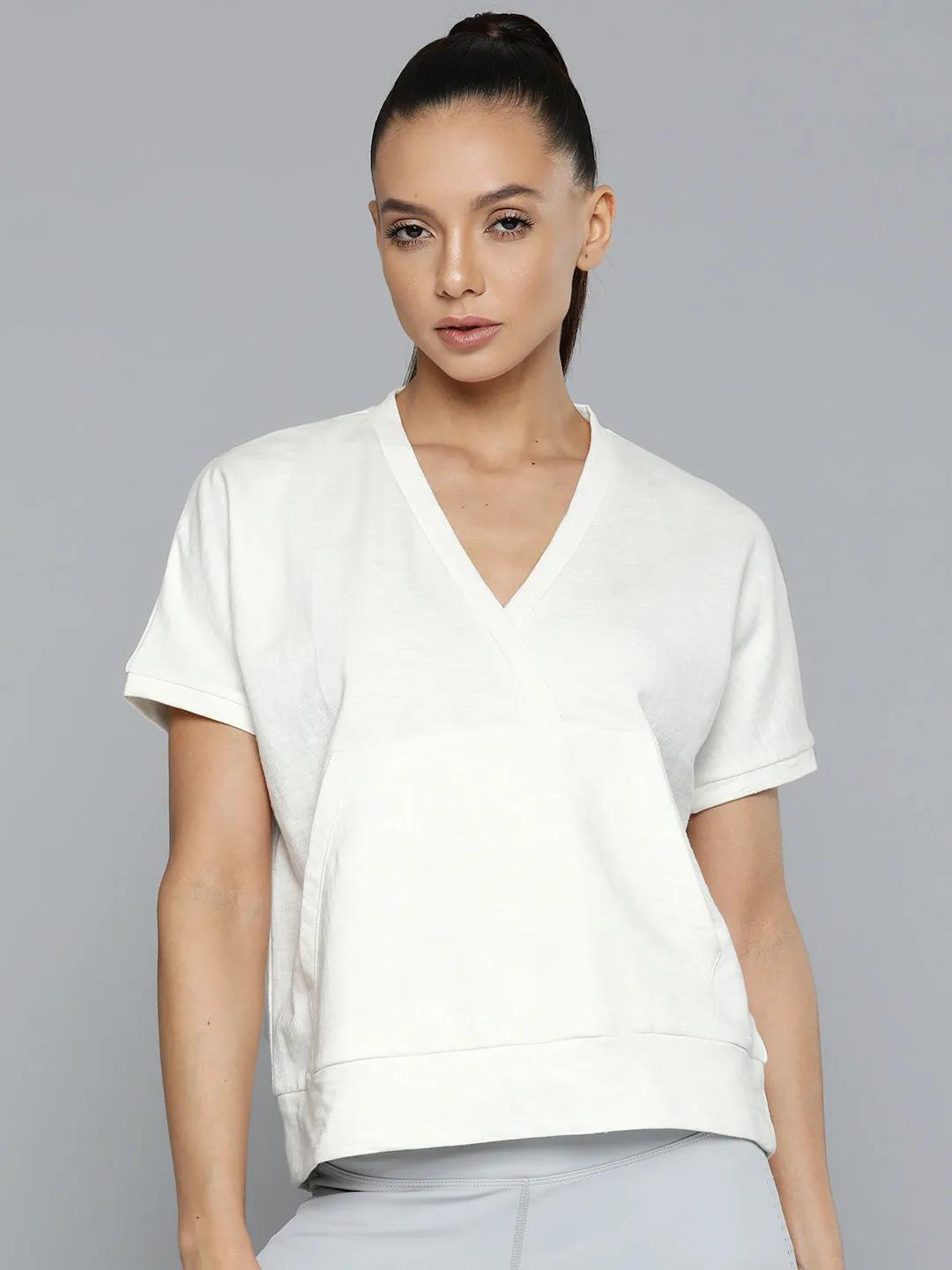 Women White Solid Organic Cotton T-shirt