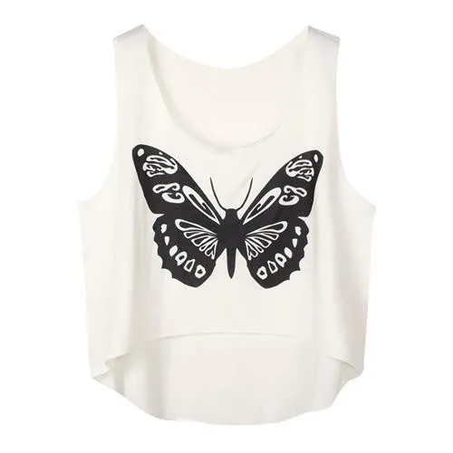 Women's Crop Tank Tops Vest Sleeveless Cartoon Beach Casual Tanks T-Shirt