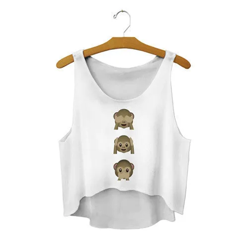 Women's Crop Tank Tops Vest Sleeveless Cartoon Beach Casual Tanks T-Shirt