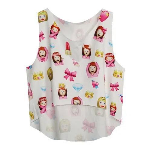 Women's Crop Tank Tops Vest Sleeveless Cartoon Beach Casual Tanks T-Shirt