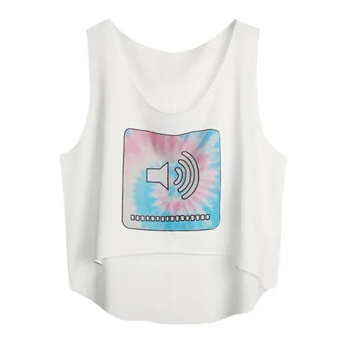 Women's Crop Tank Tops Vest Sleeveless Cartoon Beach Casual Tanks T-Shirt