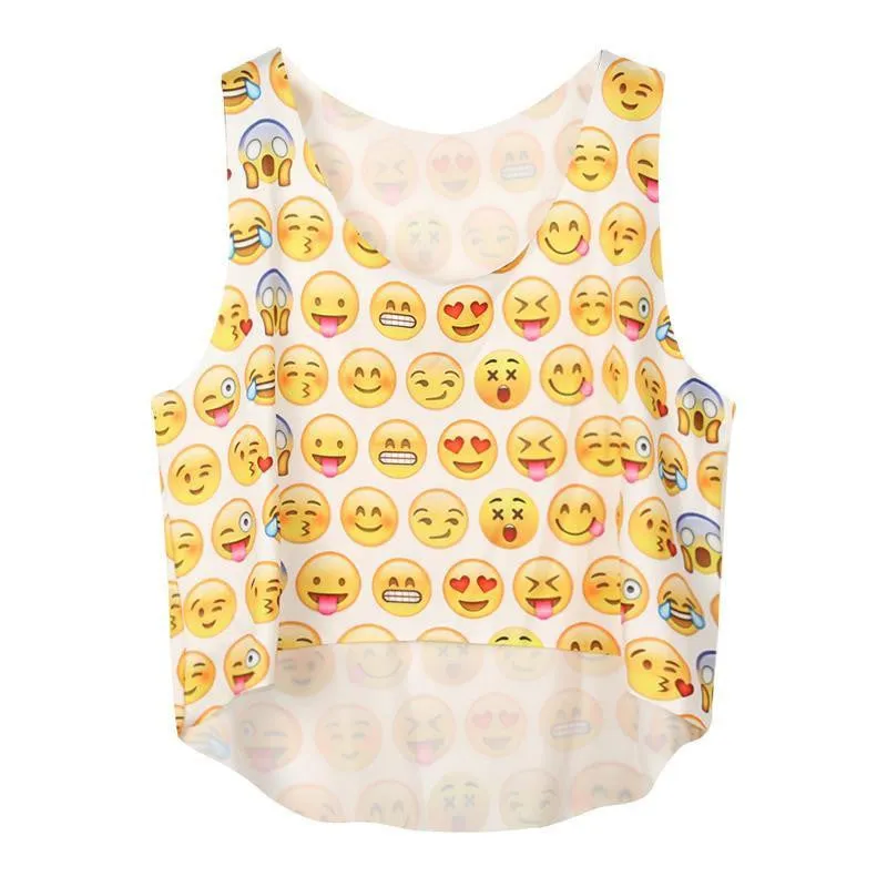 Women's Crop Tank Tops Vest Sleeveless Cartoon Beach Casual Tanks T-Shirt