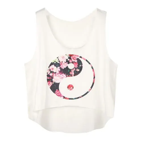 Women's Crop Tank Tops Vest Sleeveless Cartoon Beach Casual Tanks T-Shirt