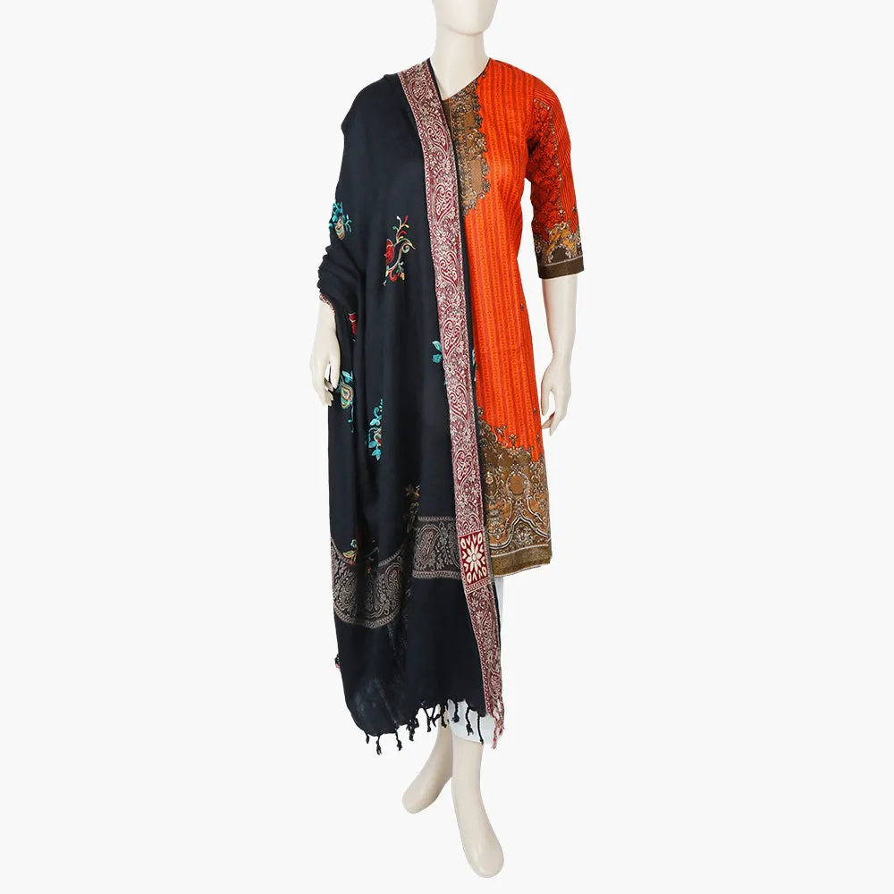 Women's Embroidered Shawl - Black