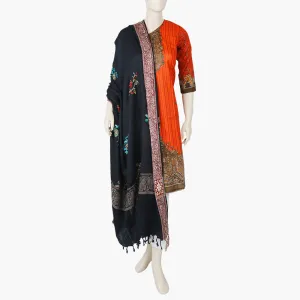 Women's Embroidered Shawl - Black