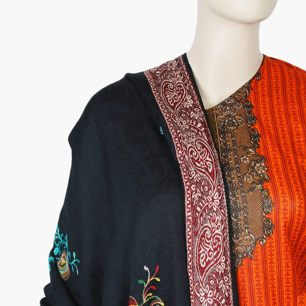 Women's Embroidered Shawl - Black