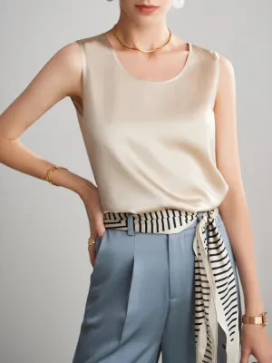 Women's Mulberry Silk Tank Top - Elegant Satin Design for Office & Casual Wear, Spring/Summer 2024