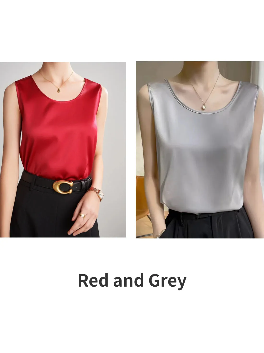 Women's Mulberry Silk Tank Top - Elegant Satin Design for Office & Casual Wear, Spring/Summer 2024