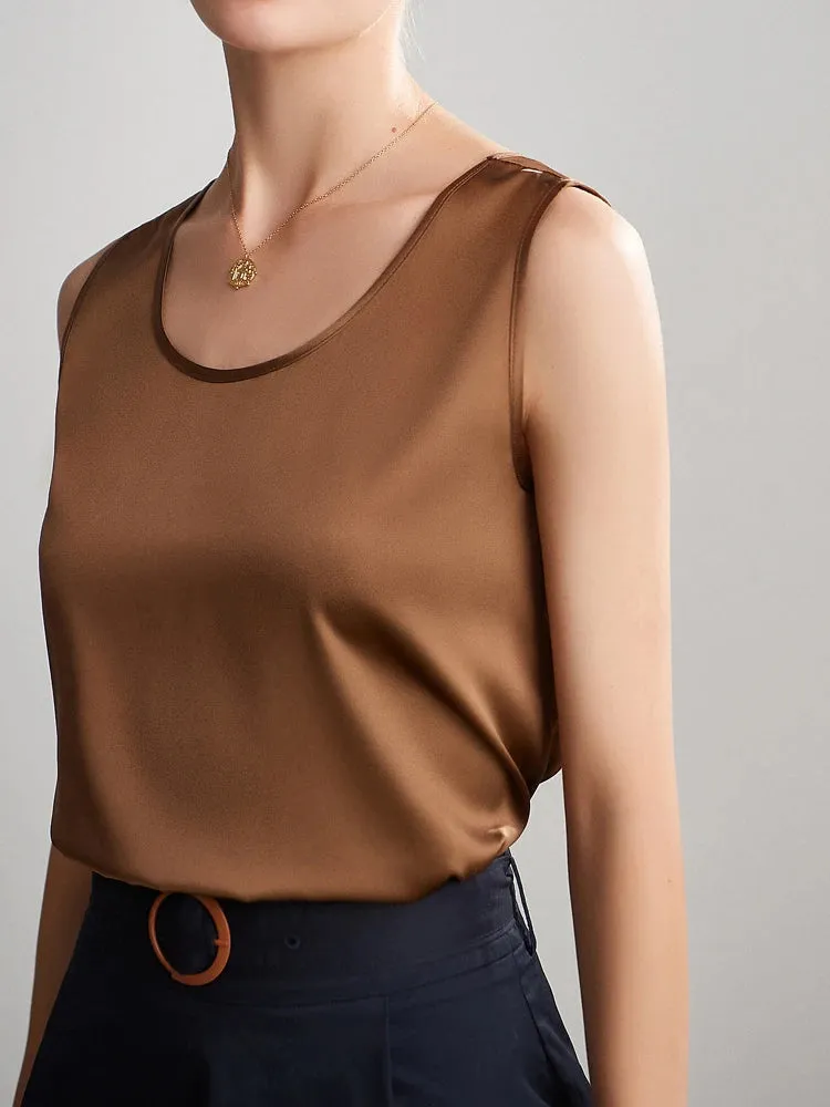Women's Mulberry Silk Tank Top - Elegant Satin Design for Office & Casual Wear, Spring/Summer 2024