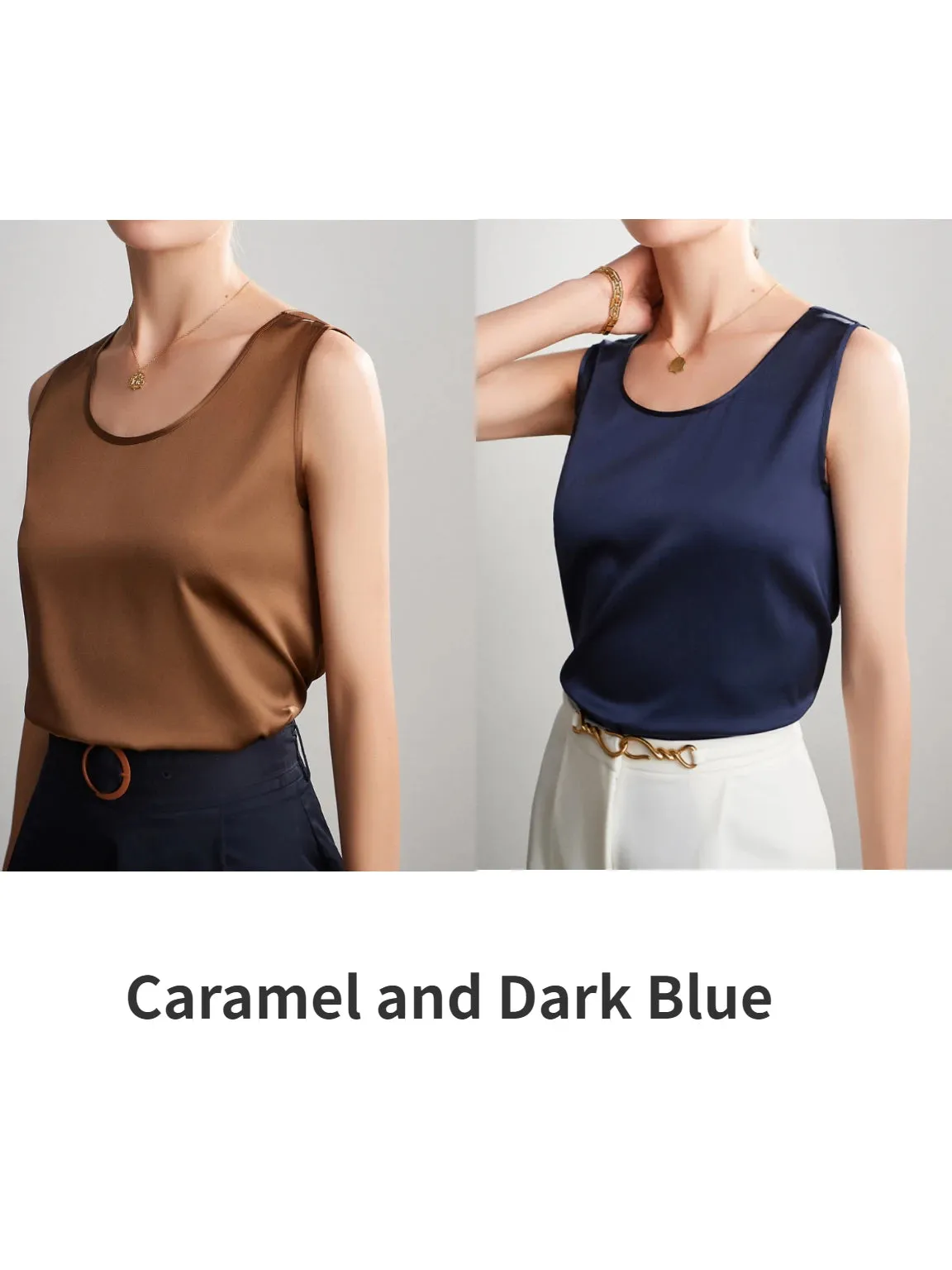 Women's Mulberry Silk Tank Top - Elegant Satin Design for Office & Casual Wear, Spring/Summer 2024