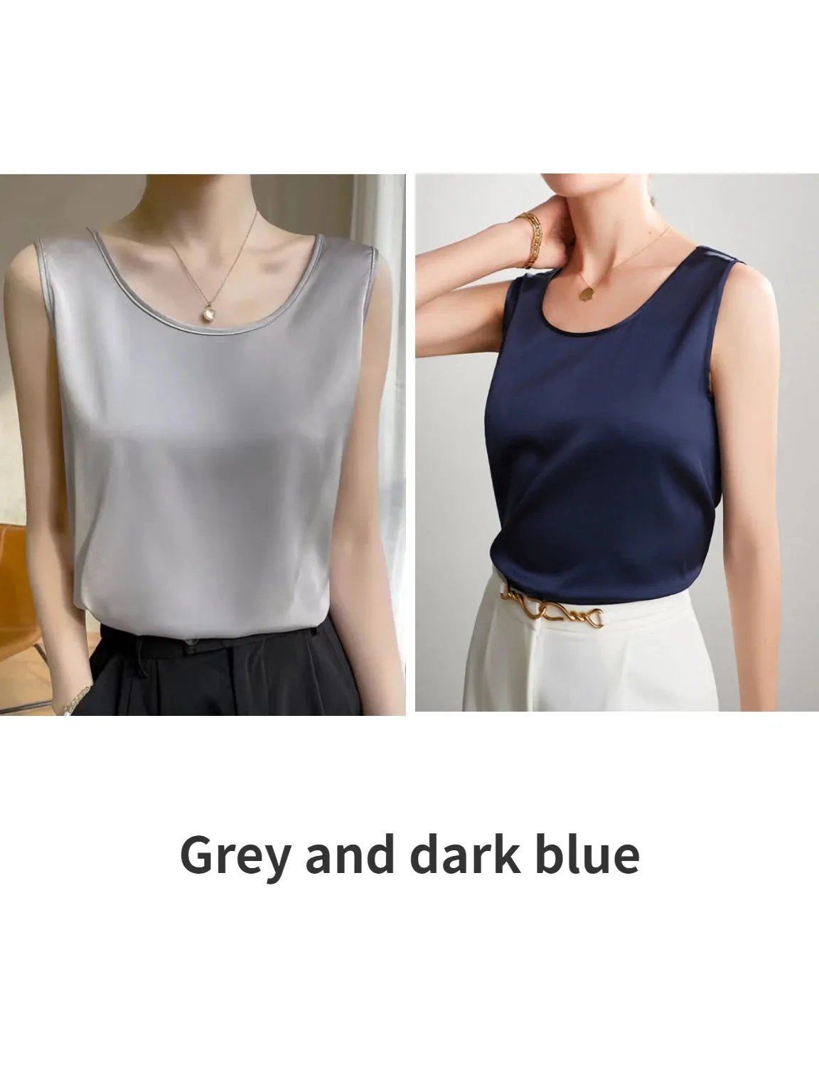Women's Mulberry Silk Tank Top - Elegant Satin Design for Office & Casual Wear, Spring/Summer 2024