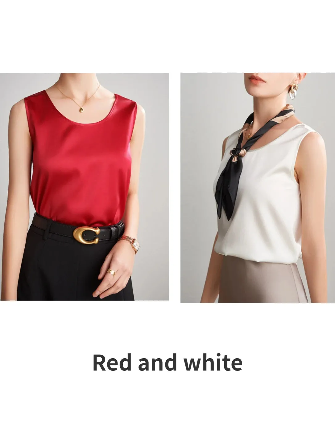 Women's Mulberry Silk Tank Top - Elegant Satin Design for Office & Casual Wear, Spring/Summer 2024