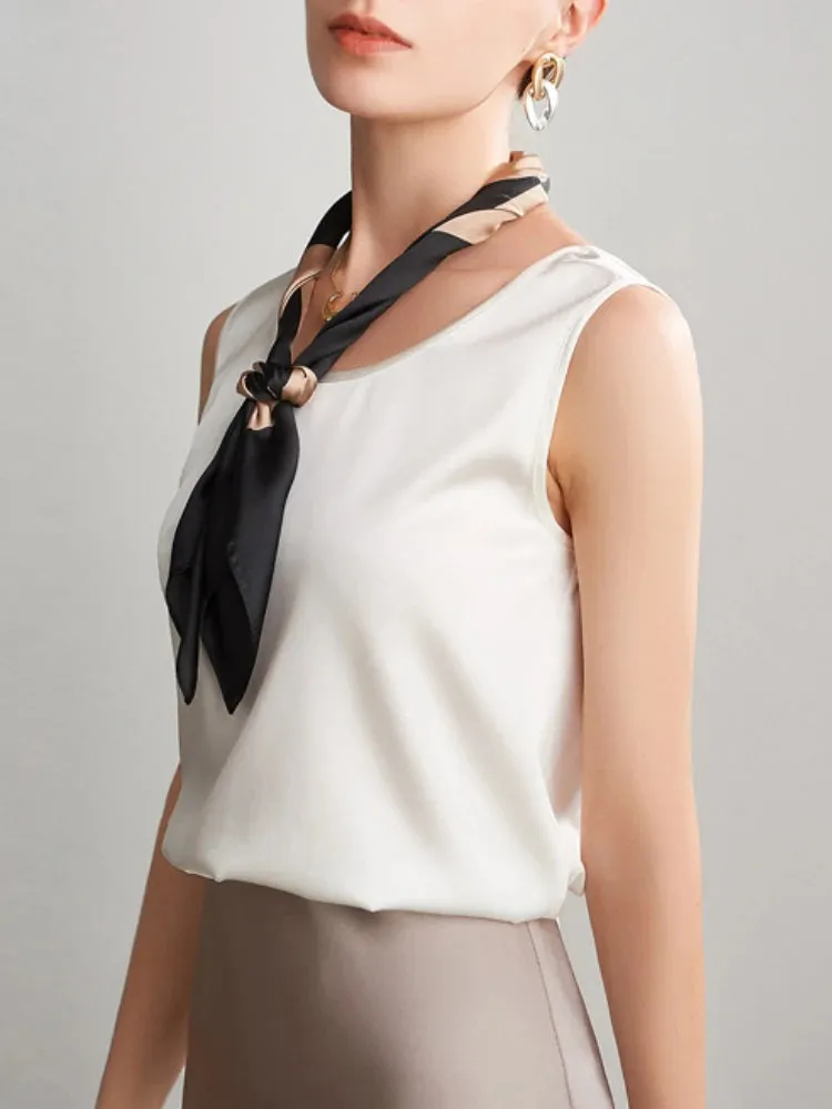 Women's Mulberry Silk Tank Top - Elegant Satin Design for Office & Casual Wear, Spring/Summer 2024