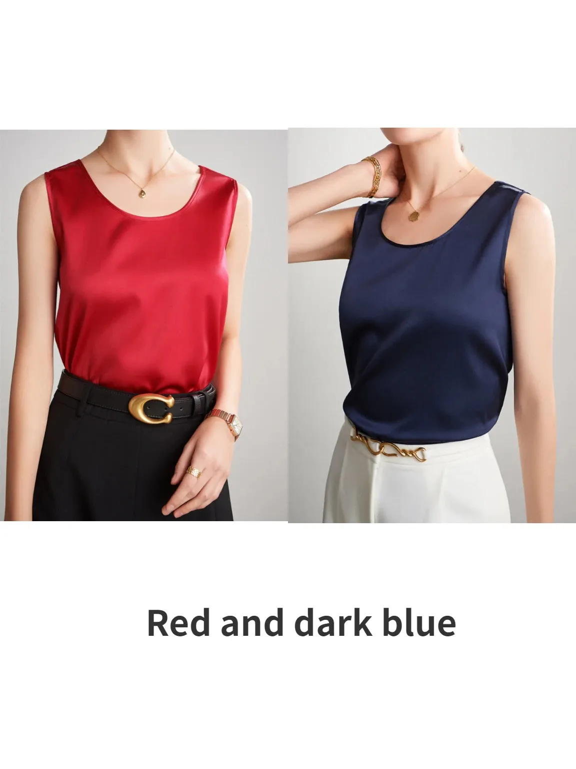 Women's Mulberry Silk Tank Top - Elegant Satin Design for Office & Casual Wear, Spring/Summer 2024