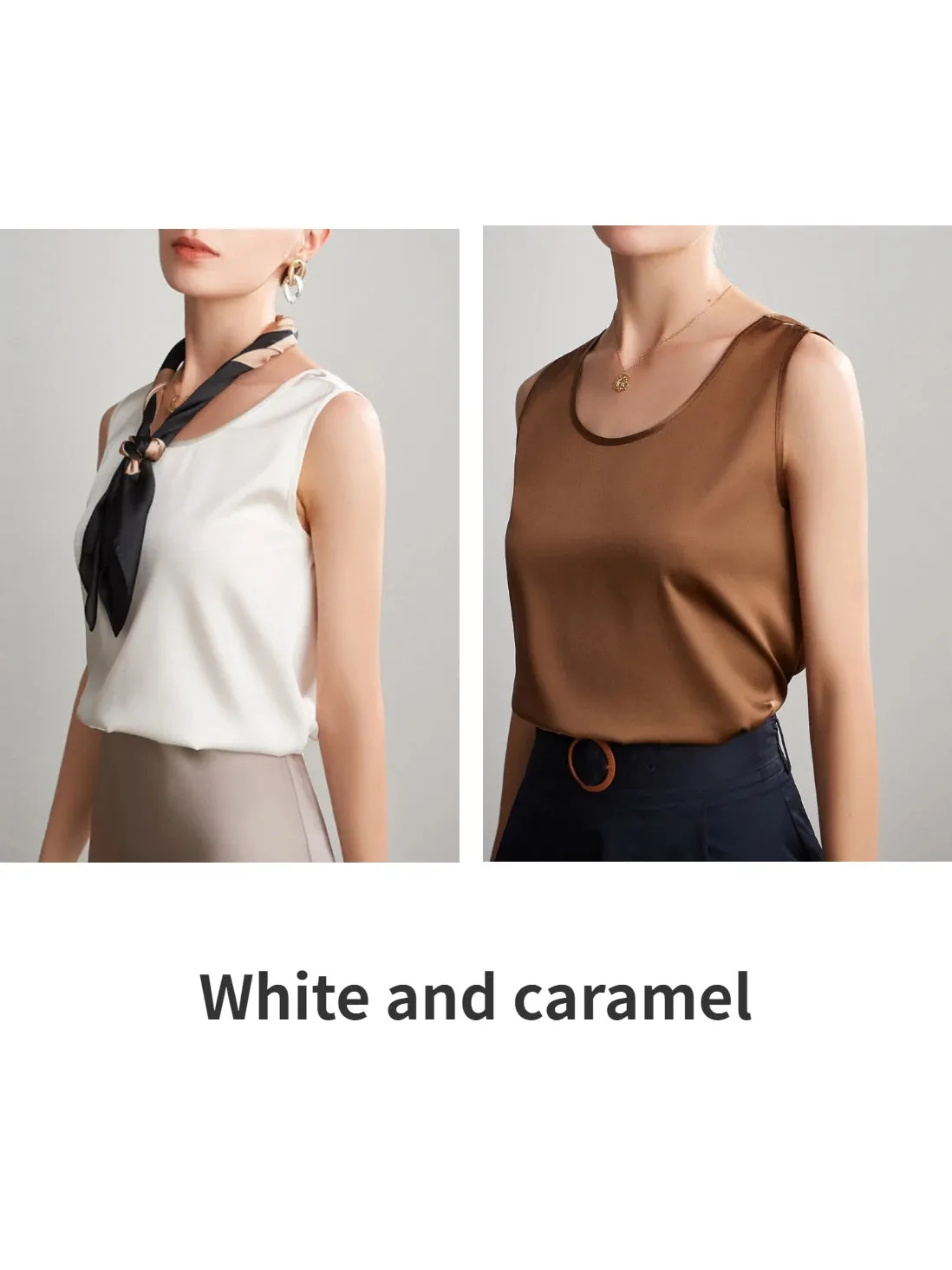 Women's Mulberry Silk Tank Top - Elegant Satin Design for Office & Casual Wear, Spring/Summer 2024