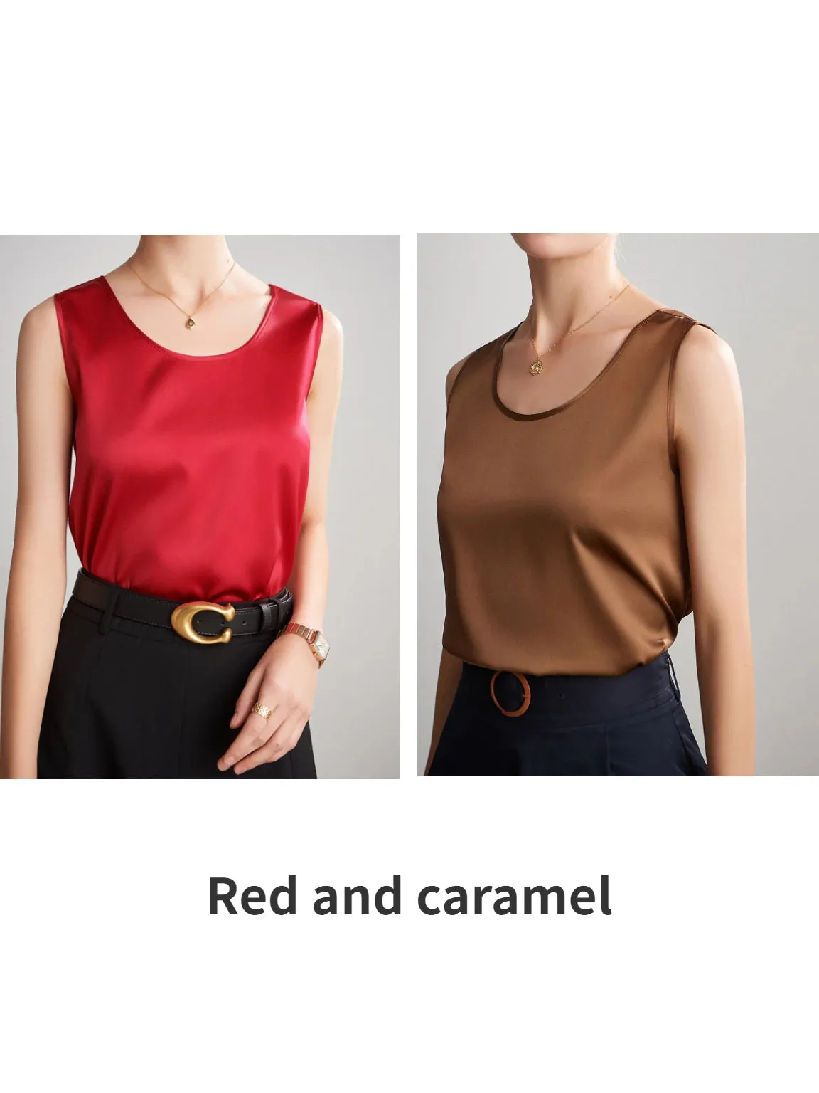 Women's Mulberry Silk Tank Top - Elegant Satin Design for Office & Casual Wear, Spring/Summer 2024