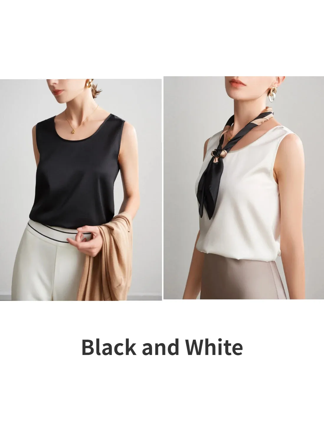 Women's Mulberry Silk Tank Top - Elegant Satin Design for Office & Casual Wear, Spring/Summer 2024